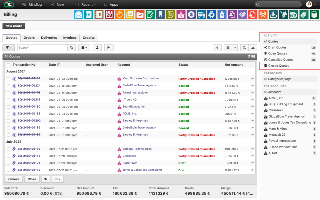 Filter sidebar
