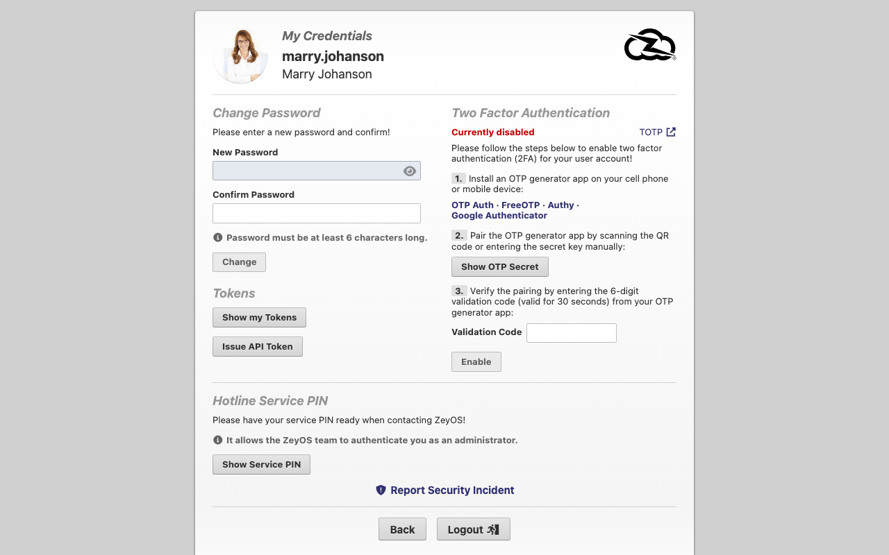 Change password form with new password and confirmation fields