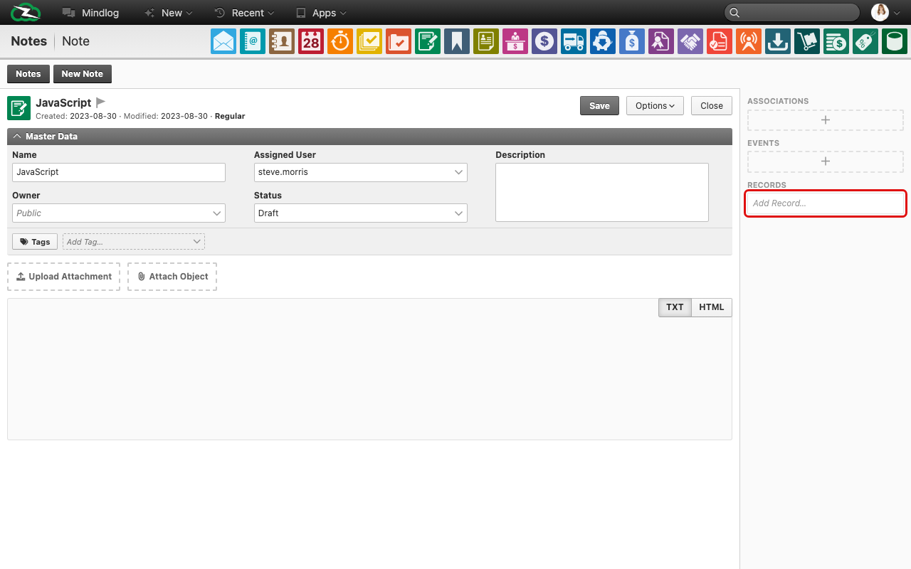 Adding a Mindlog entry directly from within an object