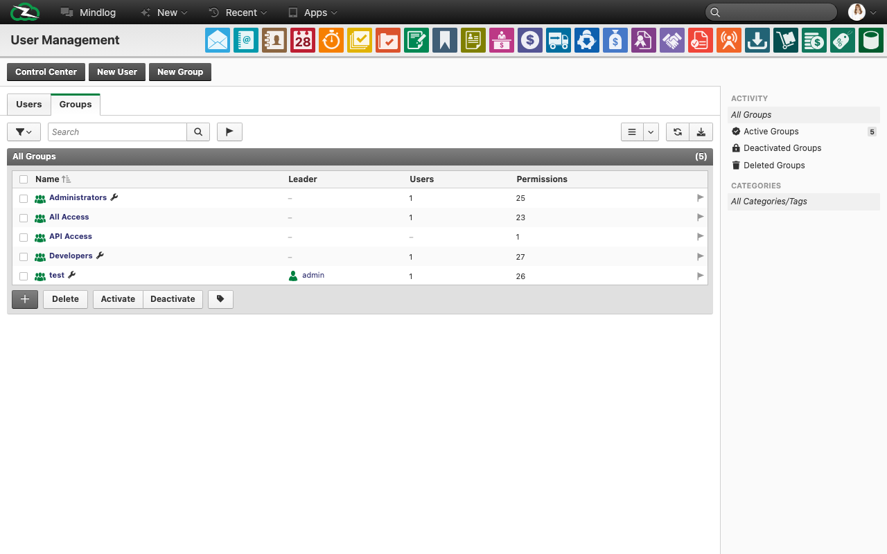 Live group overview