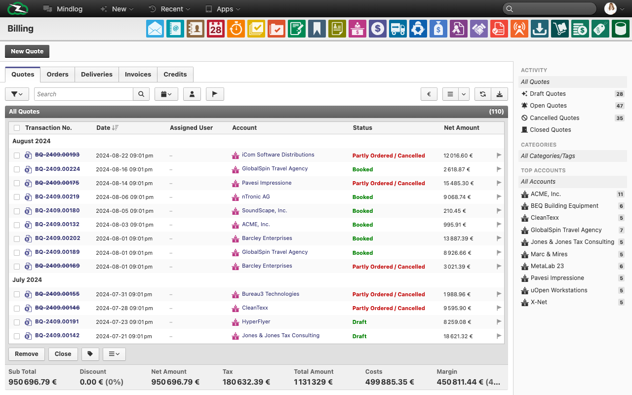 Live invoicing overview