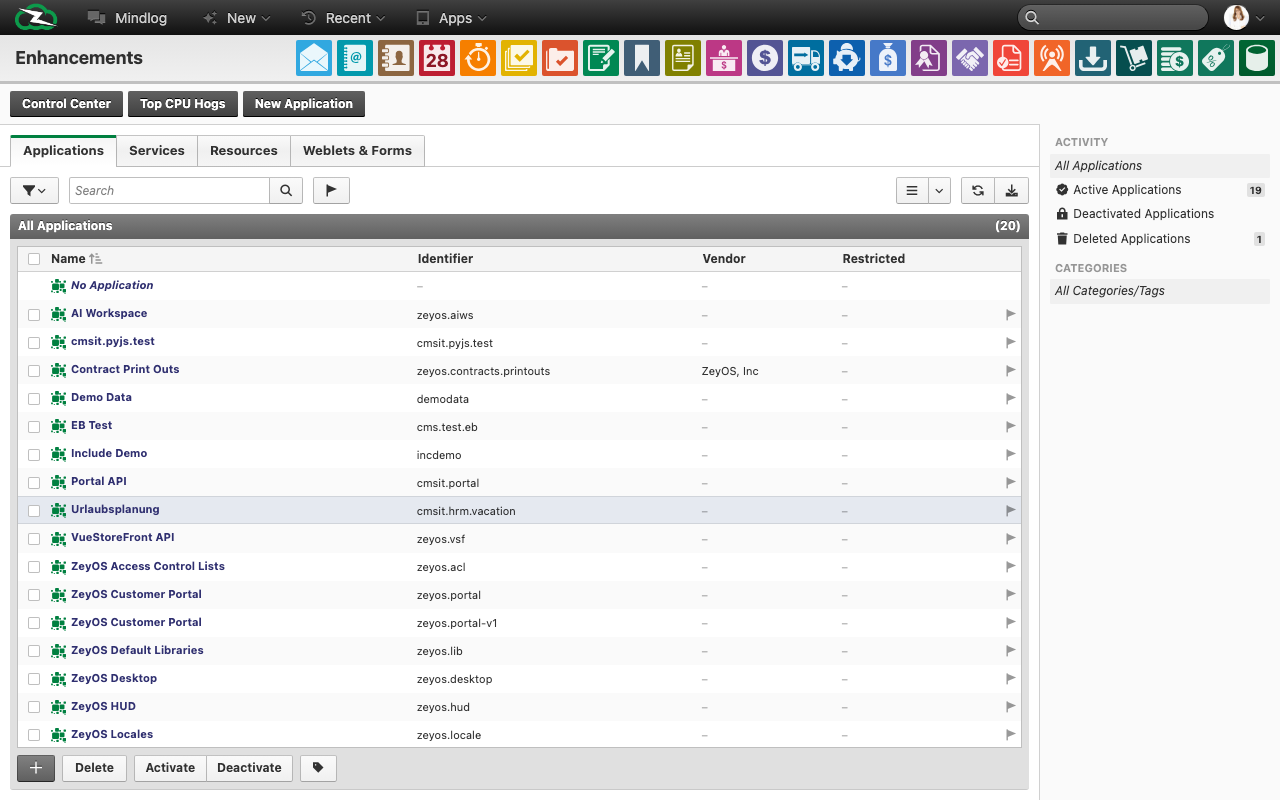Live extensions workspace