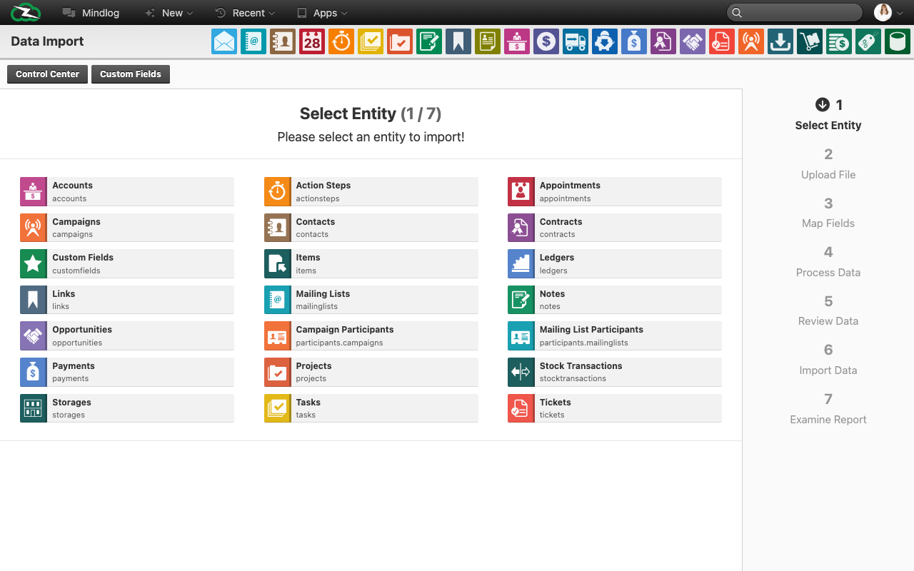Live data import wizard