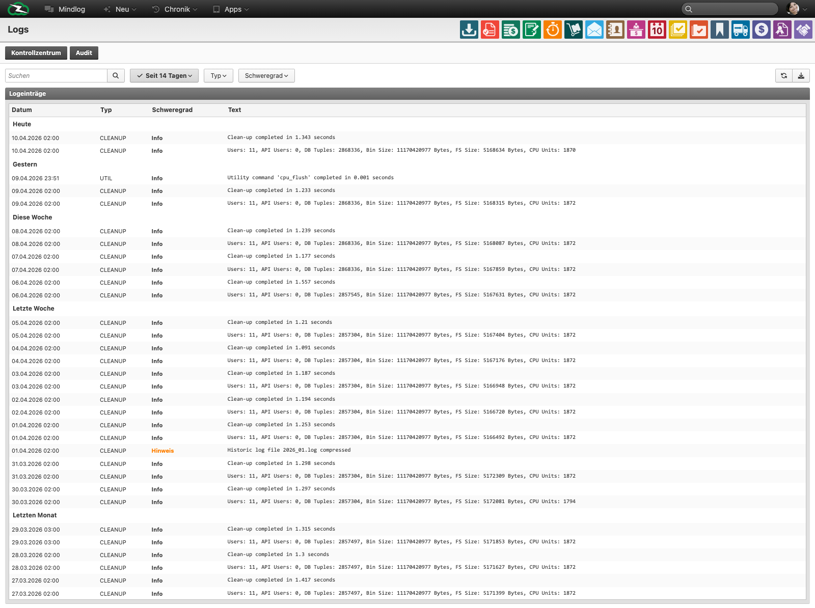 Live logs overview
