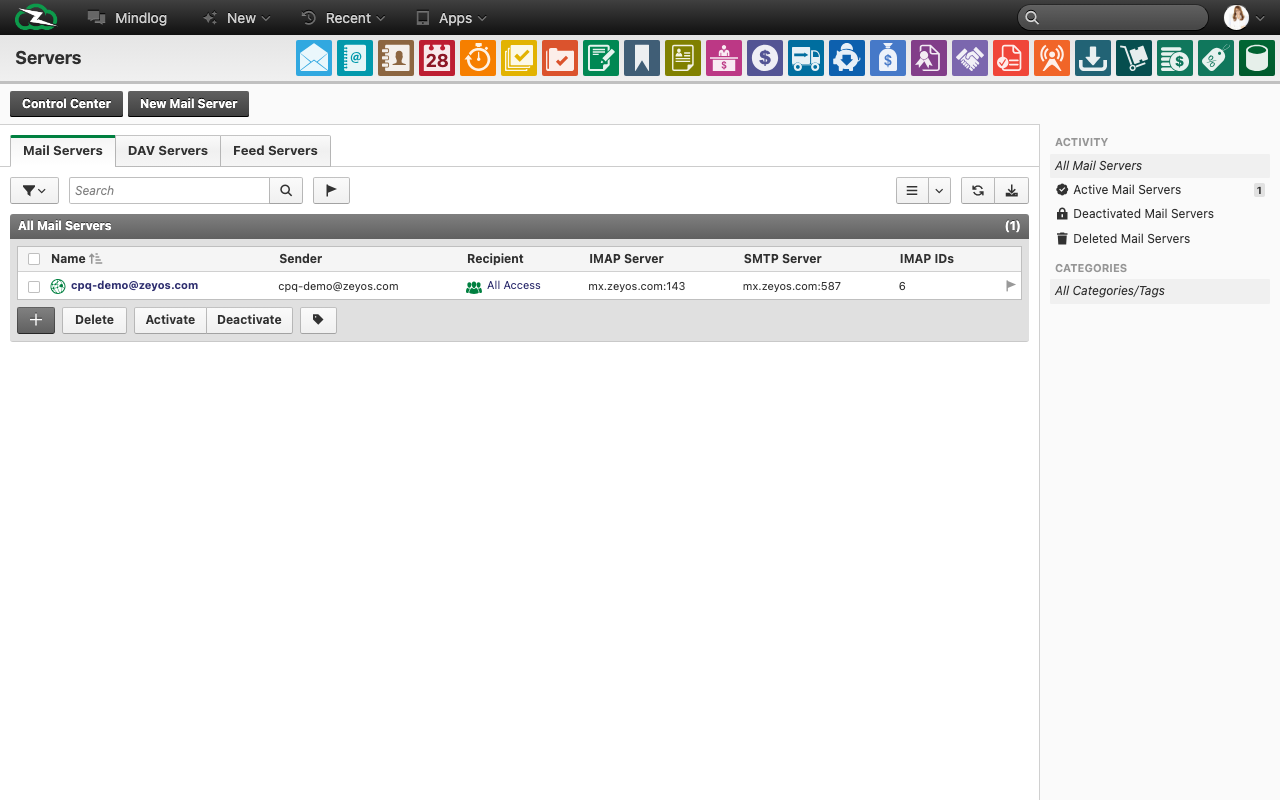 Live server overview