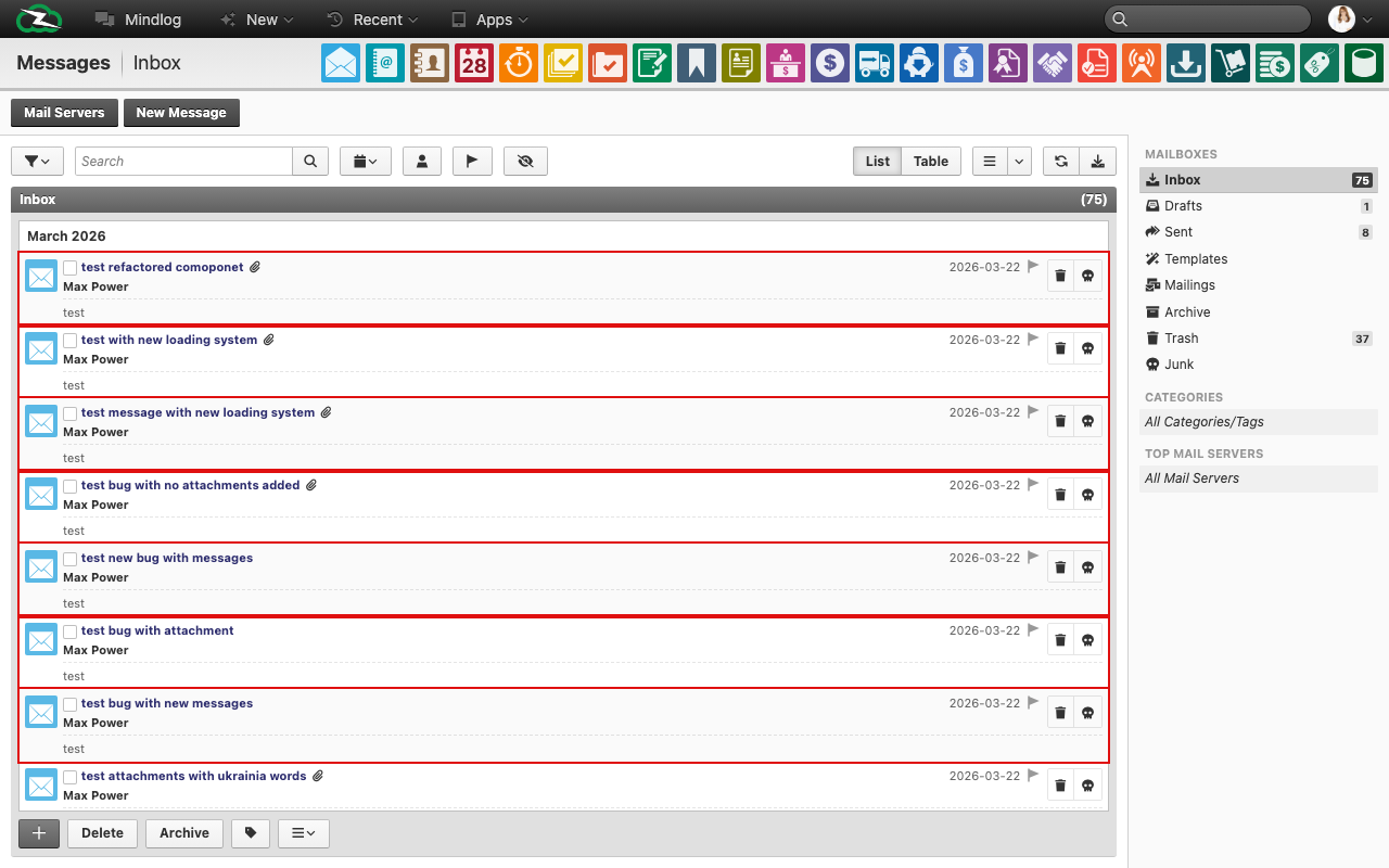Email selection with checkboxes for batch actions on multiple messages
