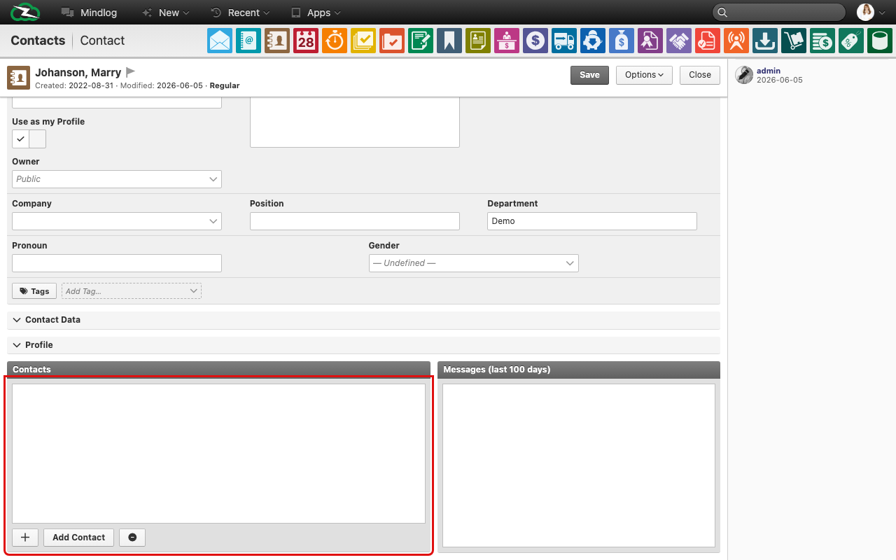 Linking a user account to a contact record