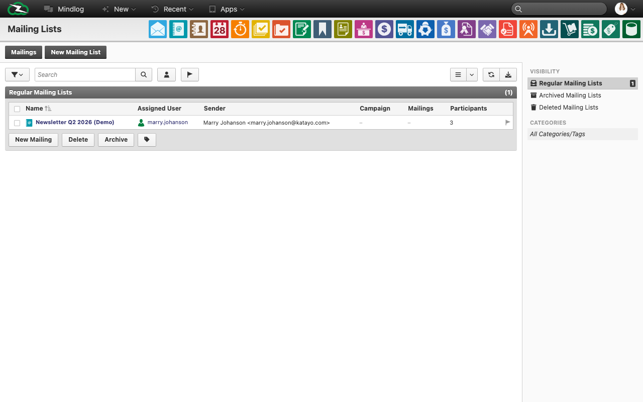 Live mailing-list overview