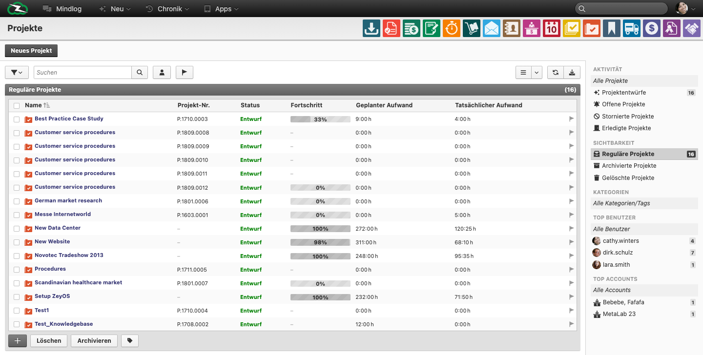 Live projects overview