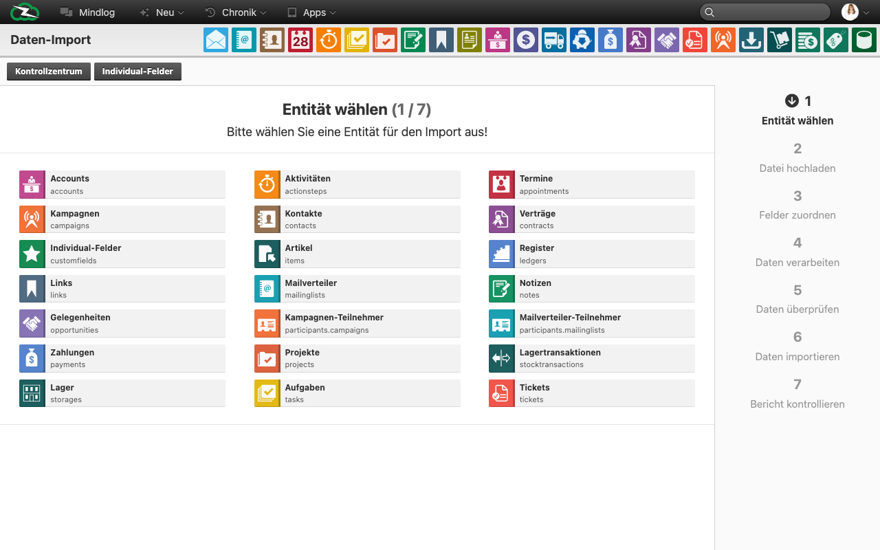 Live-Daten-Importassistent