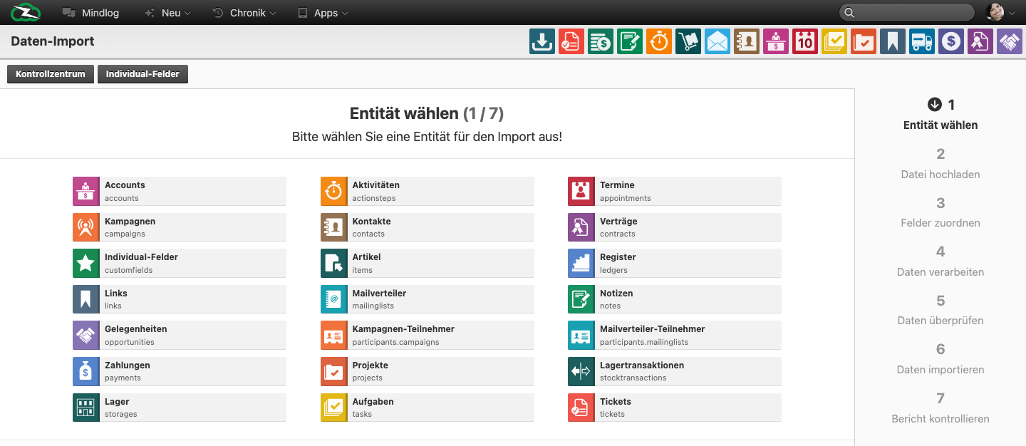 Live-Daten-Importassistent