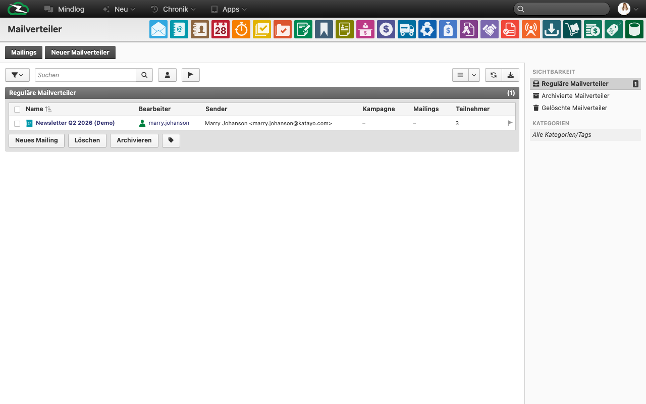 Live-Mailverteilerübersicht